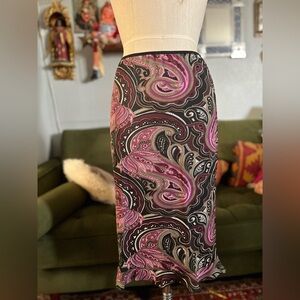 Y2K paisley midi skirt